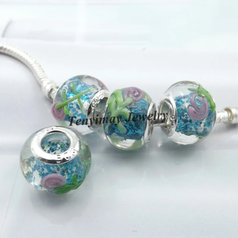 

Newest Big Hole Glass Beads European Charm Beads For DIY 50pcs/lot Free Shipping LB808