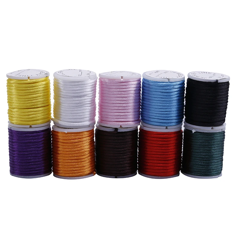 

10Roll 2m MIX Round Nylon Satin Rattail Beading Cord 3mm