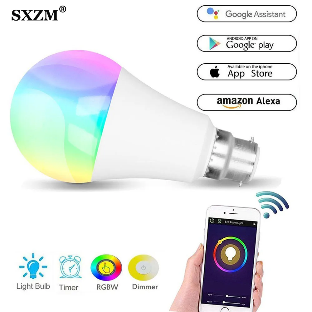 

12W E27 Smart Home Wireless WiFi LED RGB+CW Bulb Support Alexa Google Home LED Bulb Smart WiFi Dimmable Bulb Bedroom Home Light