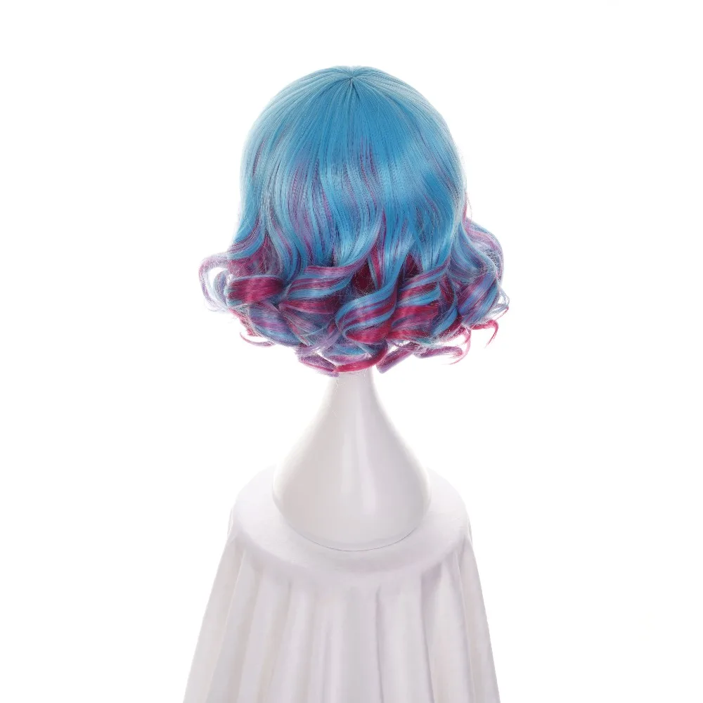 Ccutoo 35 см синий фиолетовый микс короткий кудрявый синтетический парик груша прически косплей костюм парики для женщин Хэллоуин Вечерние