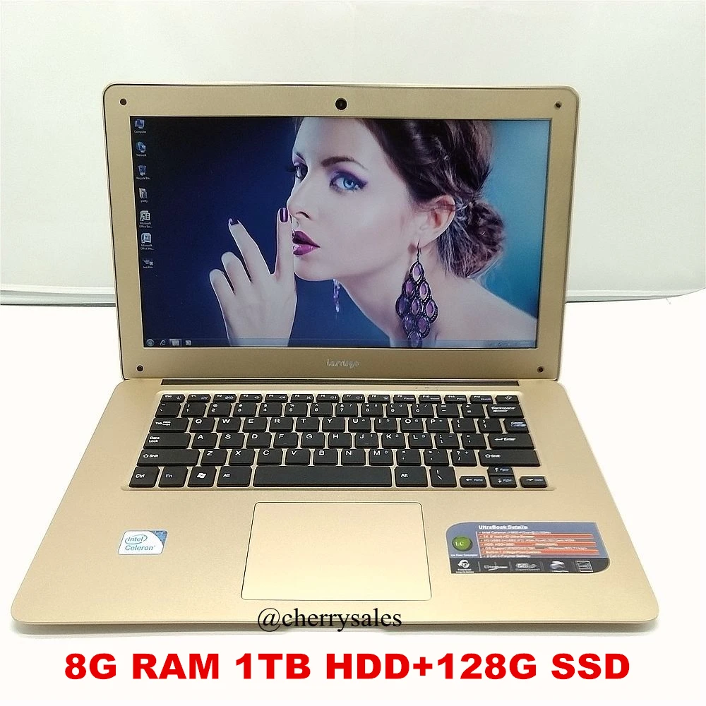 14 Inch 8GB RAM DDR3 +128G SSD+1TB HDD Laptop Windows7/win8.1 In-tel Celeron J1900 Quad Core HDMI WIFI USB3.0 Notebook Computer