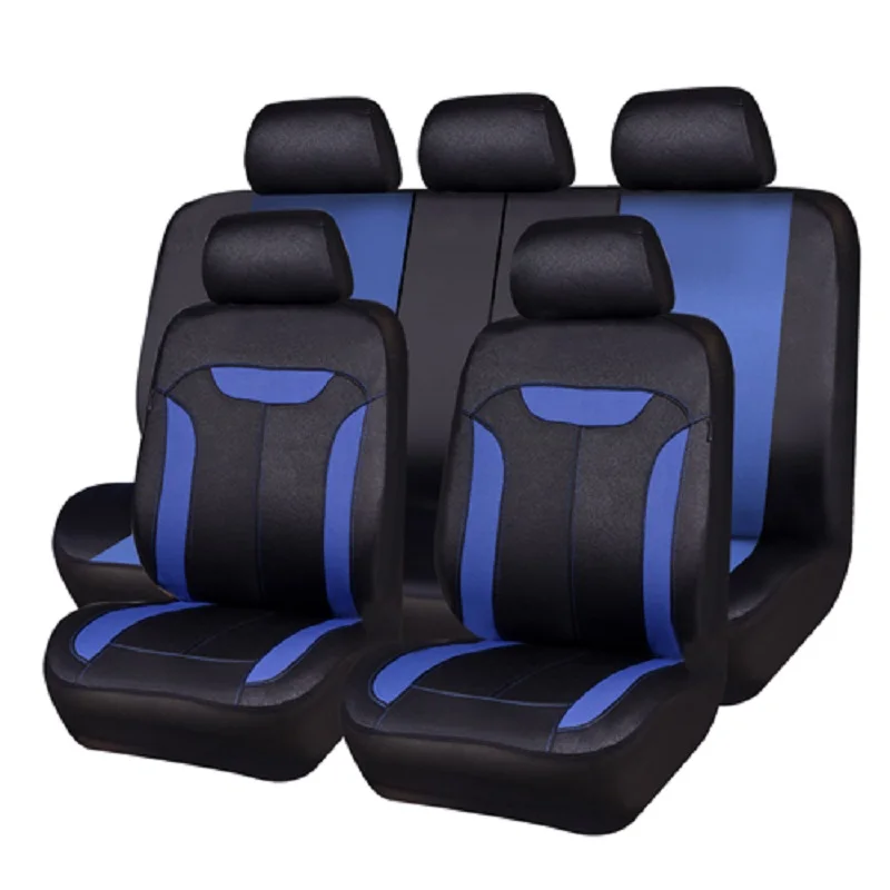 

car seat covers aritifical leather mesh fabric black red gray blue color full seat car seat cover set universal car for ford bmw