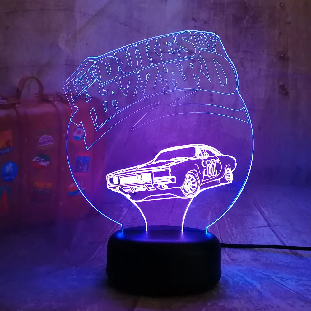 Новинка 3D светодиодный RGB смешанный двойной цвет хаззард автомобиль ночной Светильник детский подарок на день рождения блеск игрушки Рождество Спальня украшение дома