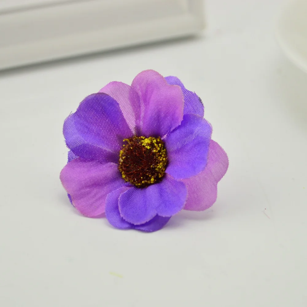 10 шт. дешевые шелковые вишни 4 см diy ВЕНОК материал свадебные сцены украшения аксессуары, коробки для конфет искусственные цветы: ромашки - Цвет: purple