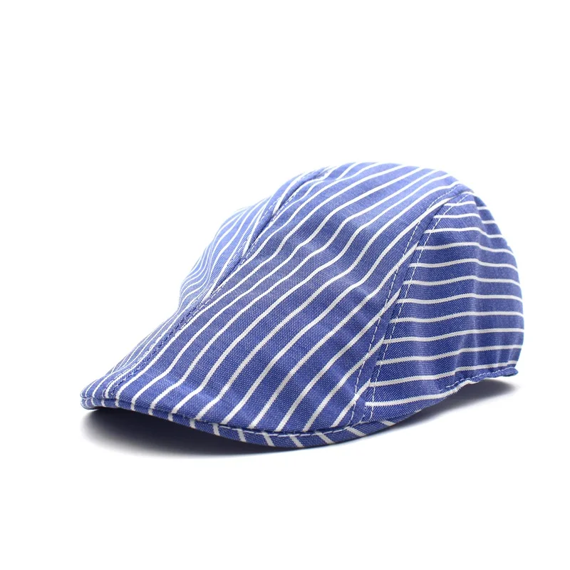 Minhui новая полосатая Кепка для мужчин и женщин плоская кепка шляпы козырек Gorras Planas - Цвет: blue