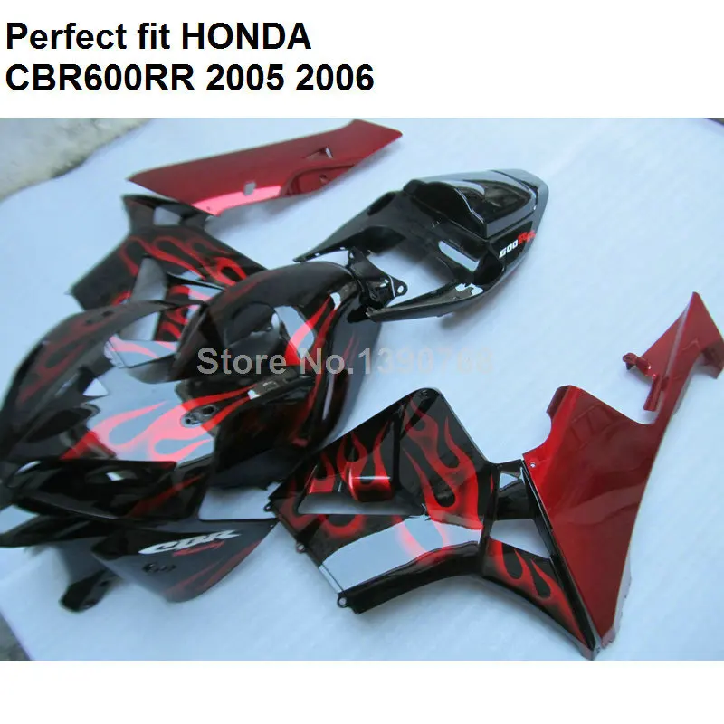 Изготовленный На Заказ обтекатель комплект для Honda CBR600RR 2005 2006 корпус с красным пламенем Обтекатели CBR 600RR 05 06 CF25