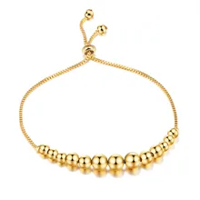 FATE LOVE Brand Women Copper link chain Bracelet & Bangles for girls Gold color Gift Ball charm Fashion Jewelry 2017 new arrival