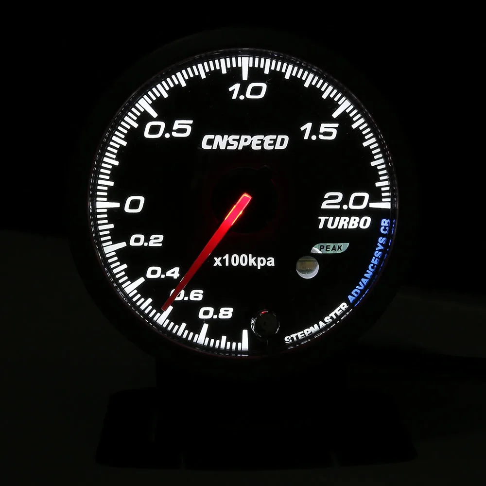 CNSPEED 60 мм автоматический турбо boost gauge-1-2Bar Янтарная/белая подсветка с пиковой функцией автомобильный турбо boost meter