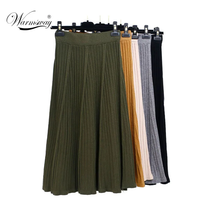 

High Quality Fashion Skirts Autumn Winter Casual Women Clothing High Waist Slim Striped Elegant Knitted Long Skirts C-125