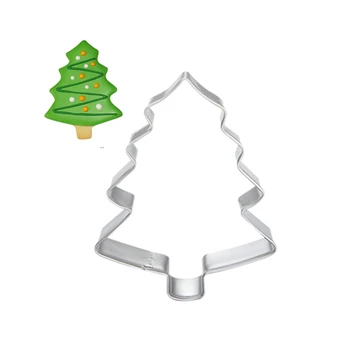 

Christmas Tree Cookie Tool Cutter Mould Biscuit Press Icing Set Stamp Mold Stainless Steel Fondant Dessert Fondant Decoration