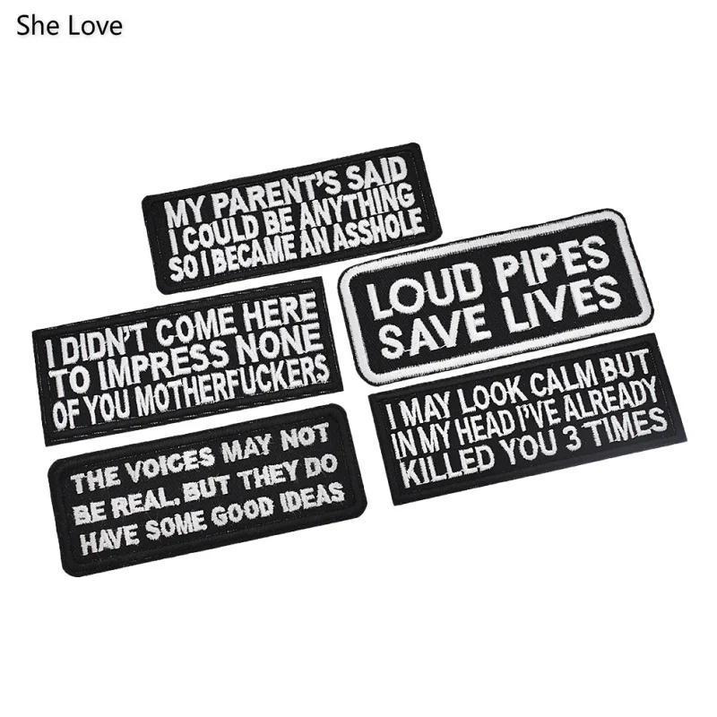 

She Love Embroidery Letters Slogan Sew Iron On Patch For Clothing Accessories DIY Patchwork Fabric