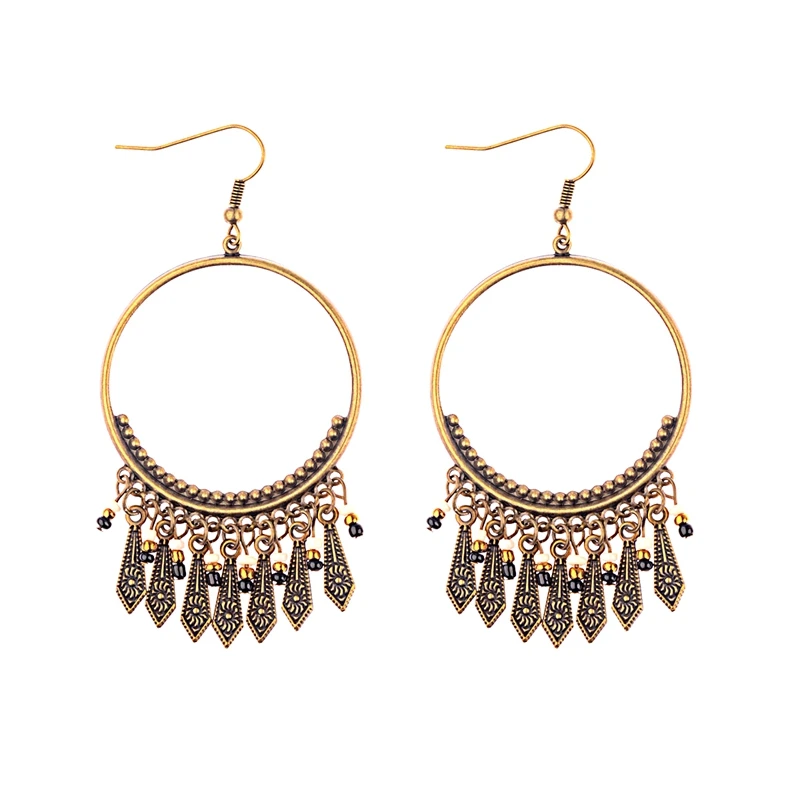 

Large Round Alloy Drop Earrings 7 Color Can Be Chosed Vintage Exaggeration With Alloy Beads Dangle Earrings 2018 New Fashion