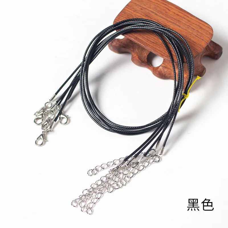 20 шт. 45 см+ 5 см Удлиненная цепочка, восковая веревка, ожерелье, цепь, плетеные веревочные ожерелья и подвески, фурнитура, застежка-карабин, шнур - Цвет: Black