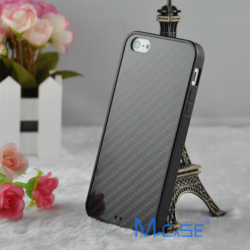 Anti Slide Full Sides Protective TPU Real Carbon Fiber Case Cover For iPhone 5S SE 6S
