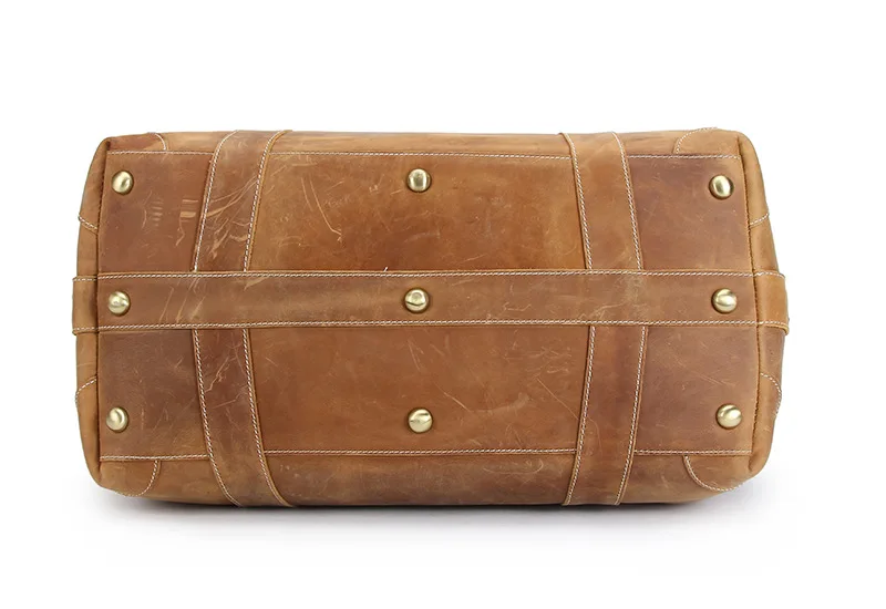 Vintage Crazy Horse Genuine Leather Men's Travel Bag Large Luggage Duffel Tote Weekend Big M110