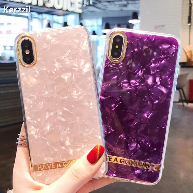 

Kerzzil Cute Conch Shell Phone Case For iphone X 7 8 Plus Case For iphone 7 6 6S Soft Back Cover Fashion Candy Color Cases Capa