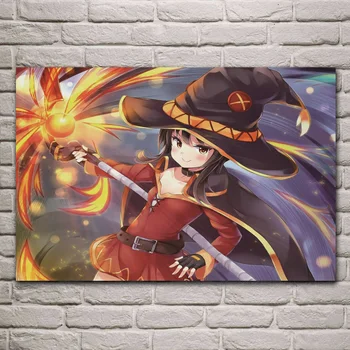 

smile MAG magic Megumin anime Kono Subarashii sek'ai is Shukufuku Living room home wall art decor wood frame fabric poster MC379