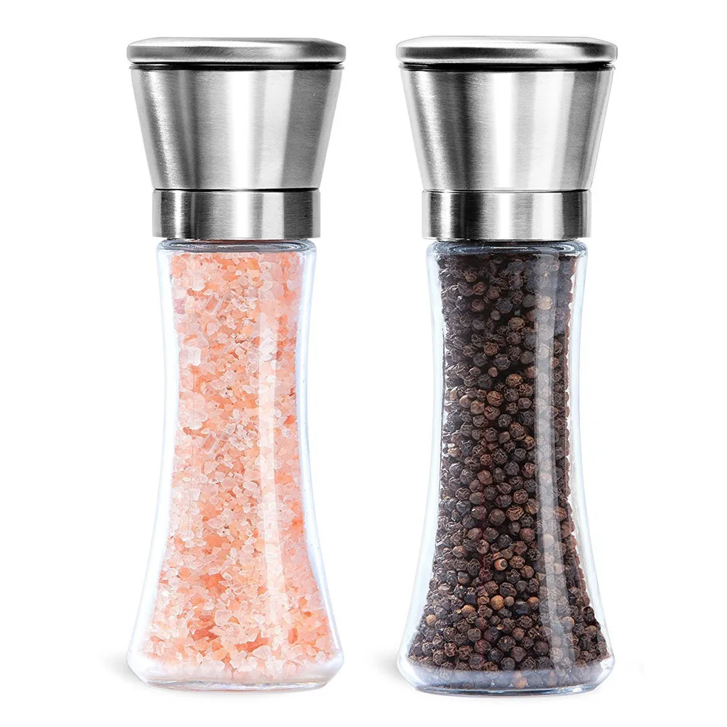 

Kitchen Salt And Pepper Grinder 6oz Stainless Steel Mill Shakers Easy To Use Fill BBQ Cooking Utensil