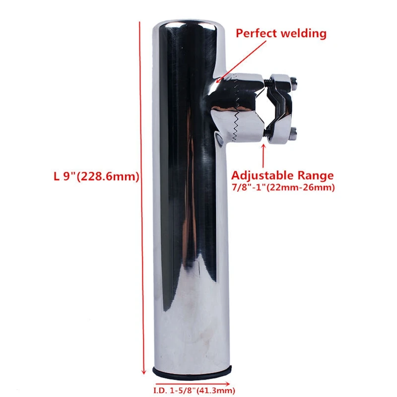 

2Pcs Boat Stainless Steel Clamp On Fishing Rod Holder Rails 7/8 Inch To 1 Inch Tube Ship Stainless Steel Rod Frame Adjustable