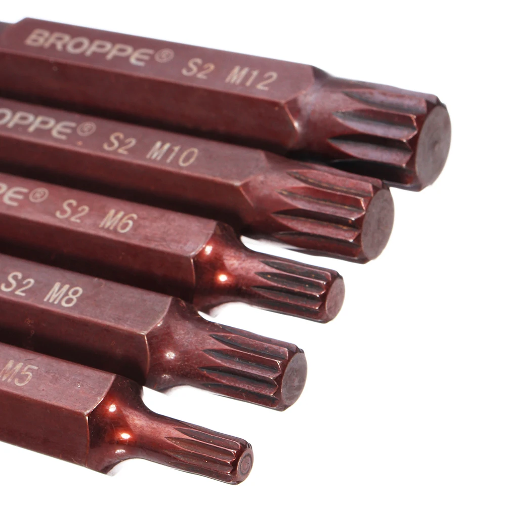 Broppe 5 шт. M5 M12 75 мм Магнитная звезда отвертка бит S2 сталь 10 шестигранный хвостовик