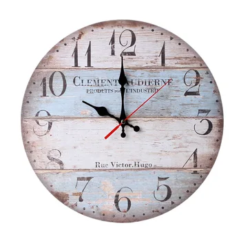 

Wooden Round Wall Clock 30cm Creative Hanging Vintage Mute 3D Retro Look Design Craft Home Office Decor