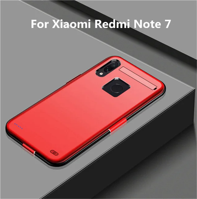 Для Xiaomi Redmi Note 7 Удлинение Банк питания зарядное устройство крышка для Xiaomi Redmi Note 7 Pro внешний блок питания зарядный чехол - Цвет: Red For Note 7