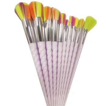 

10 Pcs/Set Gradient Spiral Pattern Cone Colorful Hair Plastic Handle Makeup Brushes Kit Beauty Cosmetic Tool dfdf