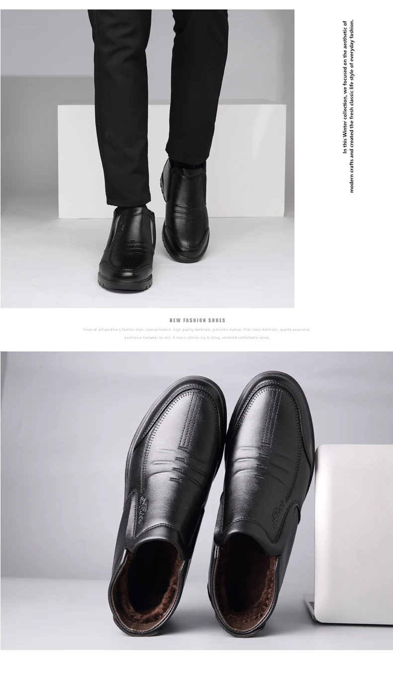 Мужские ботинки из плюша; теплая кожаная зимняя обувь; Мужская нескользящая обувь на меху; мужские Ботильоны; botas hombre