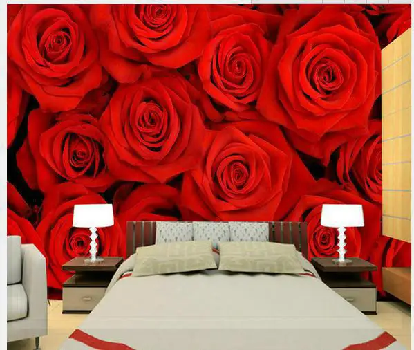 New large wallpaper Custom Beautiful red roses mural wall paper papel de parede stickers Free shipping8453 wallpa | Обустройство дома
