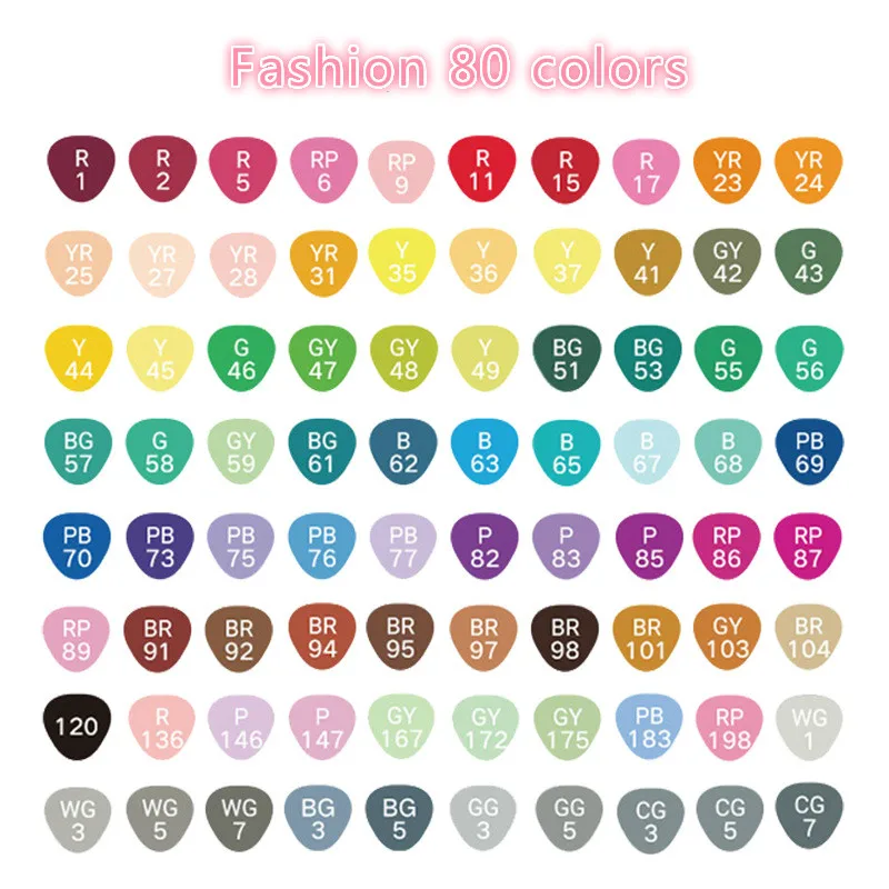 Fashion 80 colors TouchFIVE художественные маркеры художественный эскиз кисть для рисования маслом 30-40-60-80-168 Цвет Двойная голова цвет Искусство Ручная роспись канцелярские принадлежности MKB005F - Цвет: Fashion 80 colors