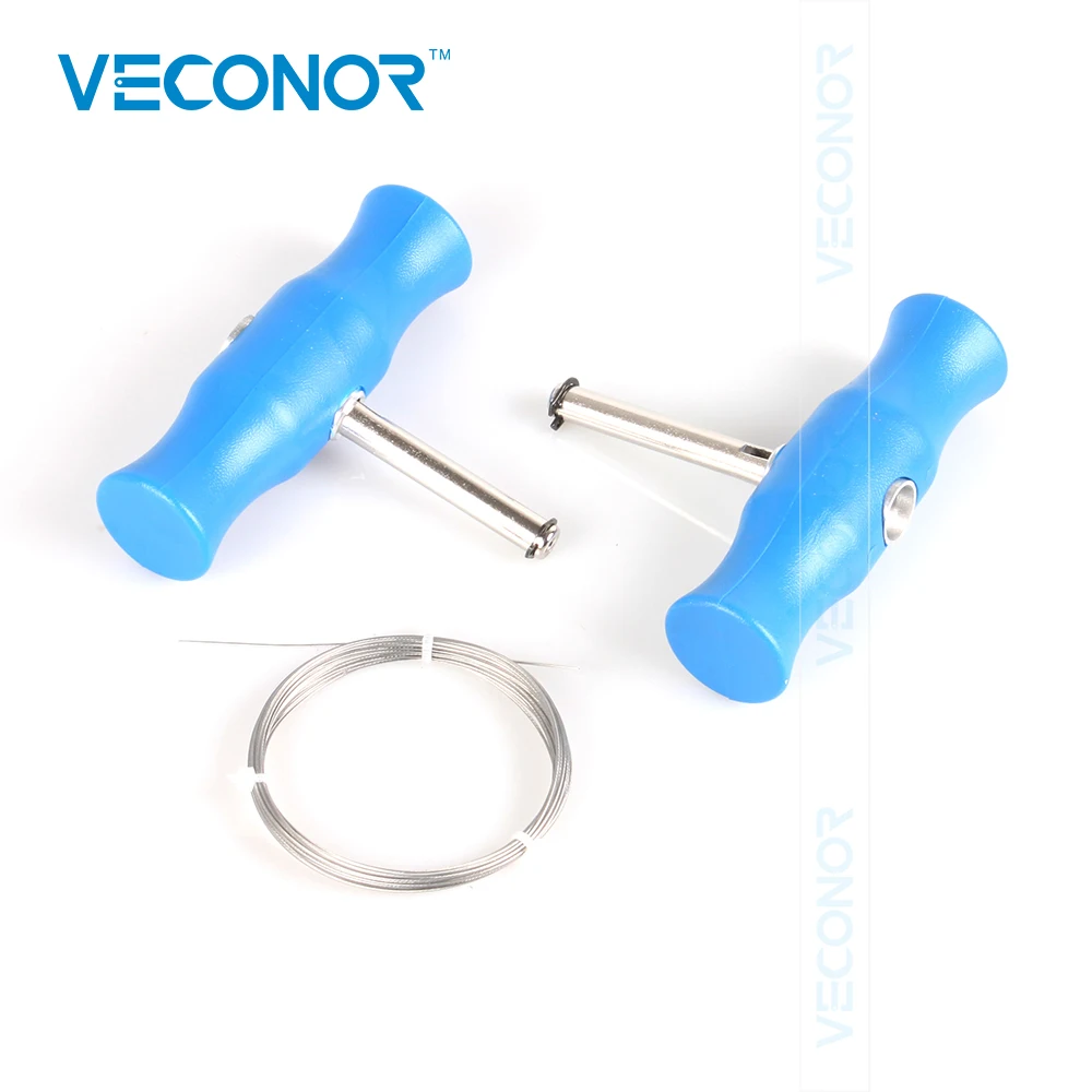 

Windshield removal tool, wire gripping handles and wire set