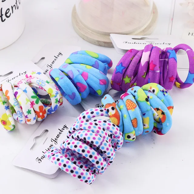 Hot Sale 6PCS/Lot Girls Cute Color Hair Band Pink Print Dot Lovely Elastic Headband Good Quality Hair Holder Accessories Tie Gum