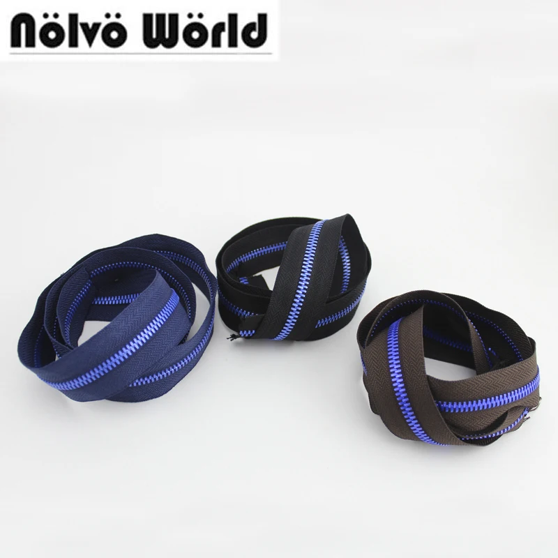 

NEW!! 10 yards IP Blue Lacquer,5# Metal Zip Tape Blue/Coffee/Black,Custom manufactured 5# Metallic Zip slider,Bright Blue Color