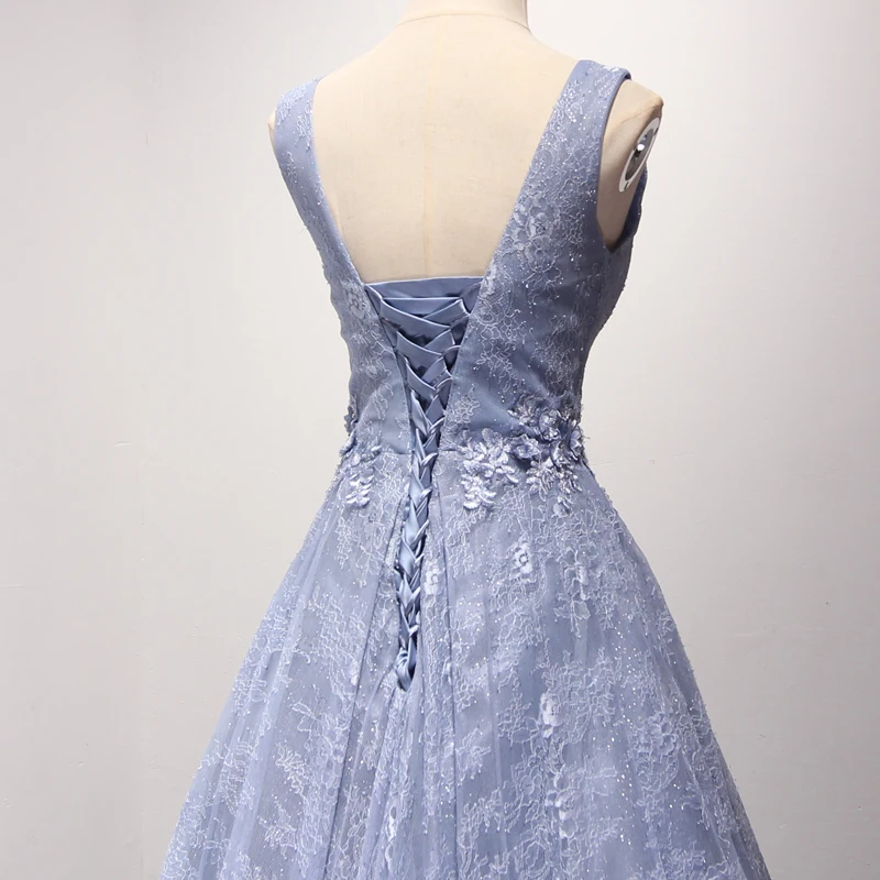 Женское длинное вечернее платье кружевное с V образным вырезом лето 2020|robe de soiree|lace