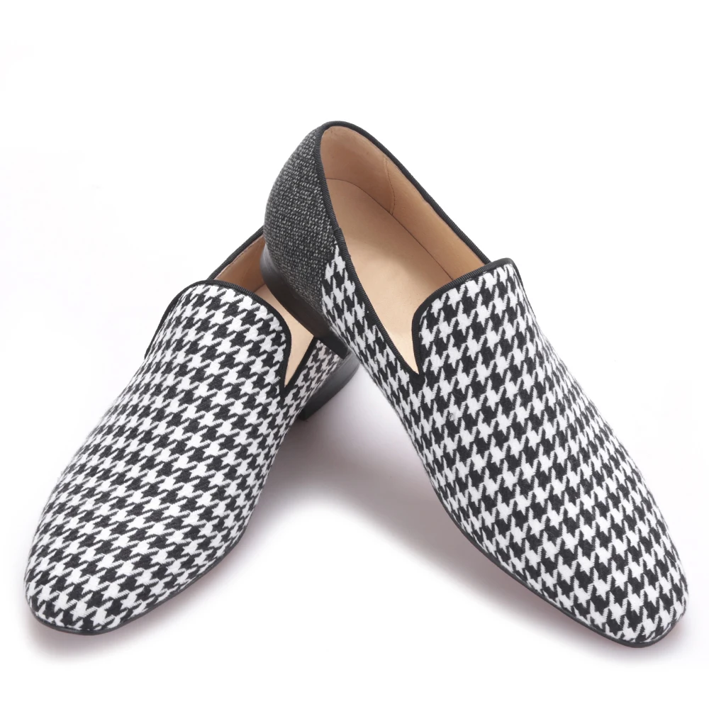 

European and American trend splicing Houndstooth handmade men's shoes oxford shoes for men