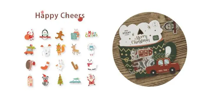 XINAHER 40 шт./кор. творческий рождественской елки подарка мини декоративный бумажный стикер для детей Подарки Diy Скрапбукинг Стикеры - Цвет: B