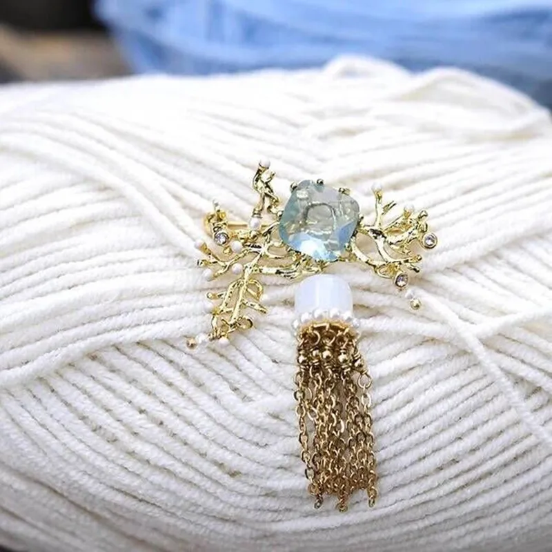 

Amybaby Designer Handmade Enamel Glaze Faceted Glass Crystal Ocean Fine Jellyfish Tassels Brooch
