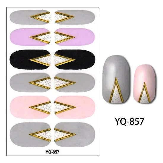Блестящие наклейки для ногтей YQ с серебряным блеском, 28 дизайнов, 1 шт., полное покрытие, украшение для дизайна ногтей для женщин, инструмент для маникюра, наклейка для красоты - Цвет: YQ-857