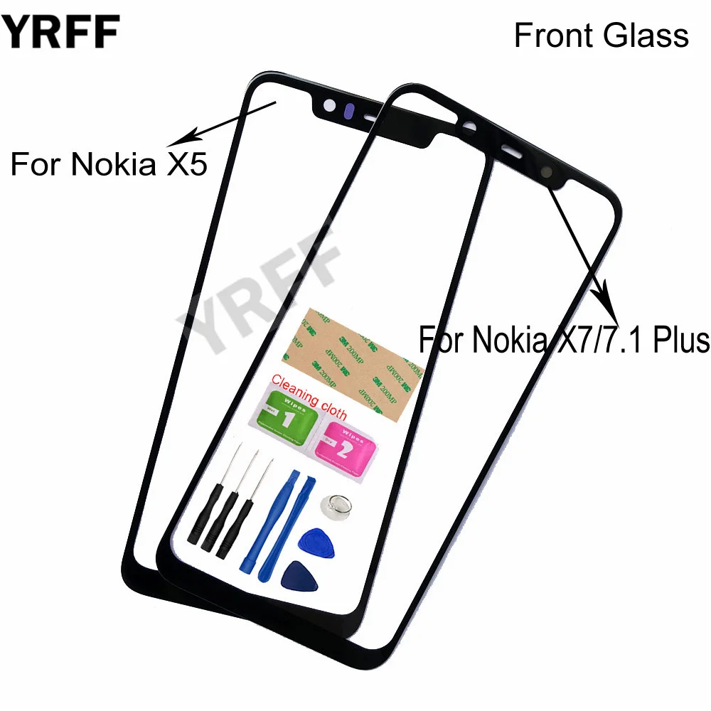 (Без сенсорного экрана мобильного телефона) внешнее стекло для Nokia X5 X7 2018 7 1 Plus