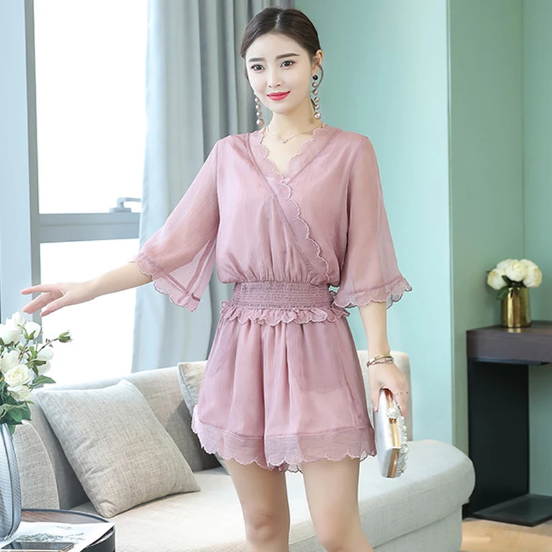 chiffon shorts outfit