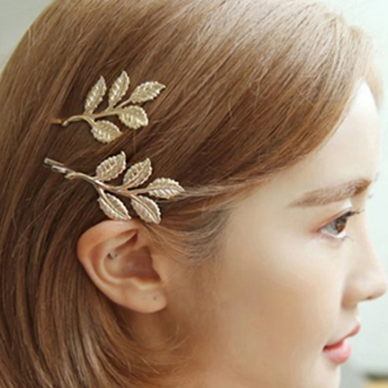 Vintage Hair Clip Olive Branch Leaves Snap Hair Barrette Stick Hairpin Hair Styling Accessories for Women Girls Side Clip