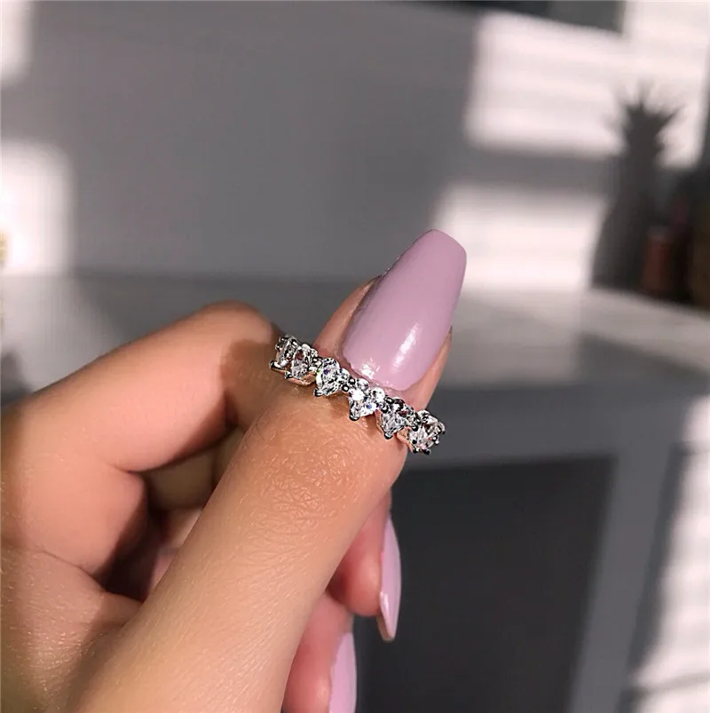 

Romantic Queen of Hearts ring 4mm AAAAA Cz Stone 925 Sterling silver Engagement wedding band ring for women Bridal Jewelry Gift