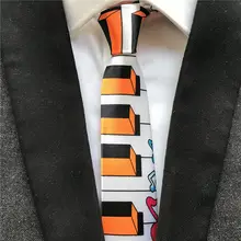Новое поступление 5 см галстук Модный повседневный узкий галстук оранжевые пианино ключи с красочными музыкальными нотами Gravata