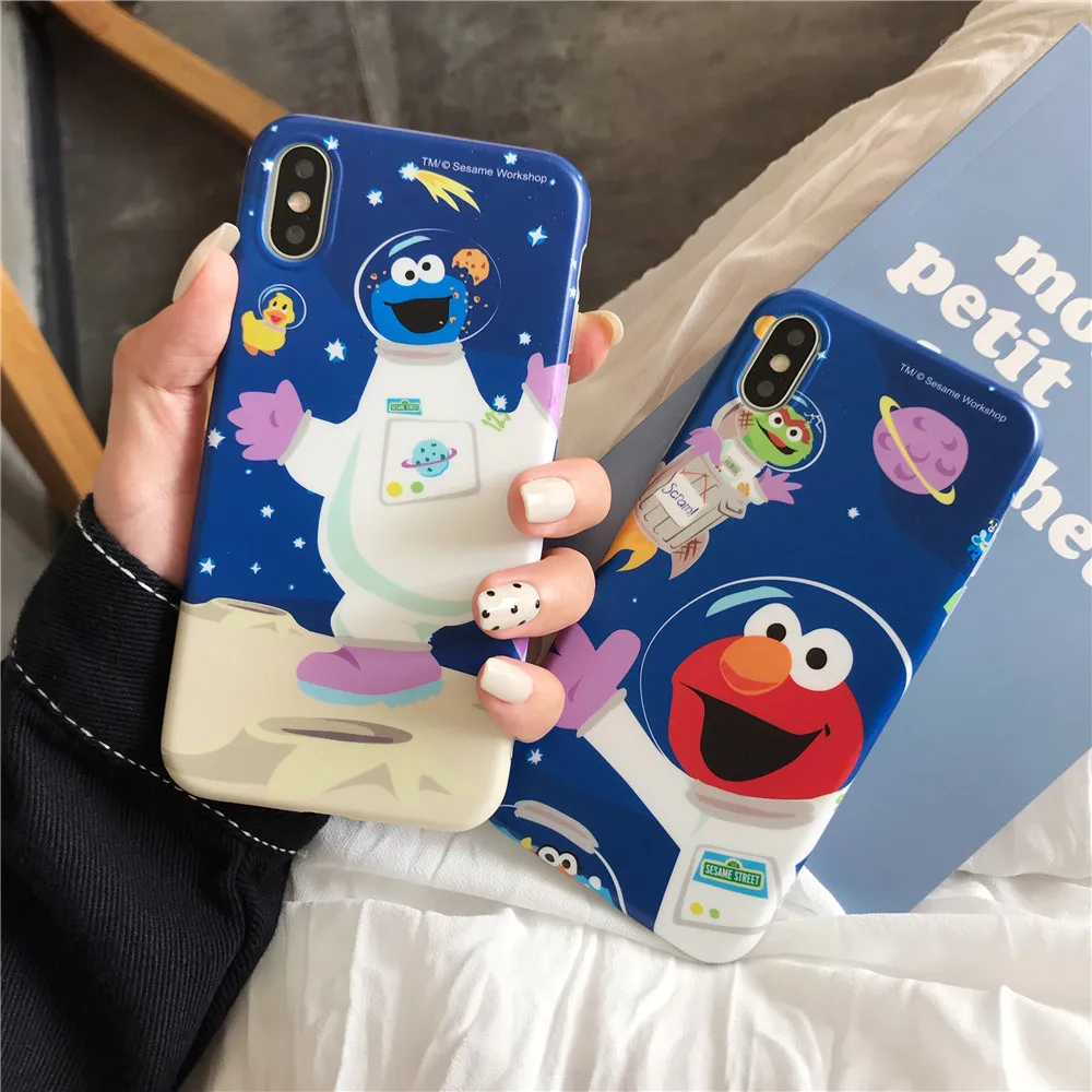 Marchcover for iPhone X XS XR MAX 8 7 6s plus Cute Cartoons outer space Sesame Street Elmo Case Soft TPU Matte cover Funda |