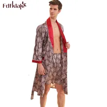 Высококачественный Шелковый Атласный халат, мужской банный халат, одежда для отдыха, халаты, мужской Халат большого размера, мужской халат с брюками 5XL
