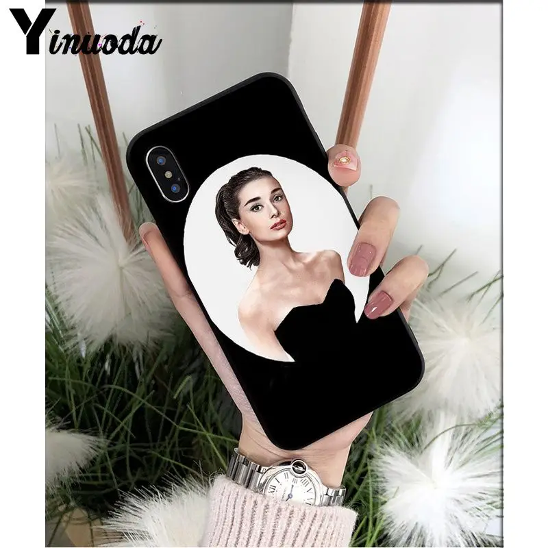 Yinuoda Одри Хепберн черный ТПУ Мягкий силиконовый чехол для телефона чехол для iPhone 8 7 6 6S Plus 5 5S SE XR X XS MAX чехол