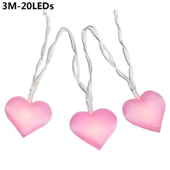 

General Waterproof Heart Shape LED Light IP44 Pink Festival Light, 20 Strings Home Garden Decor 50000h 4.5V