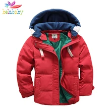 Belababy/зимняя куртка для маленьких мальчиков; детская плотная теплая верхняя одежда; Детское пальто с капюшоном; куртки для мальчиков; одежда; От 4 до 11 лет