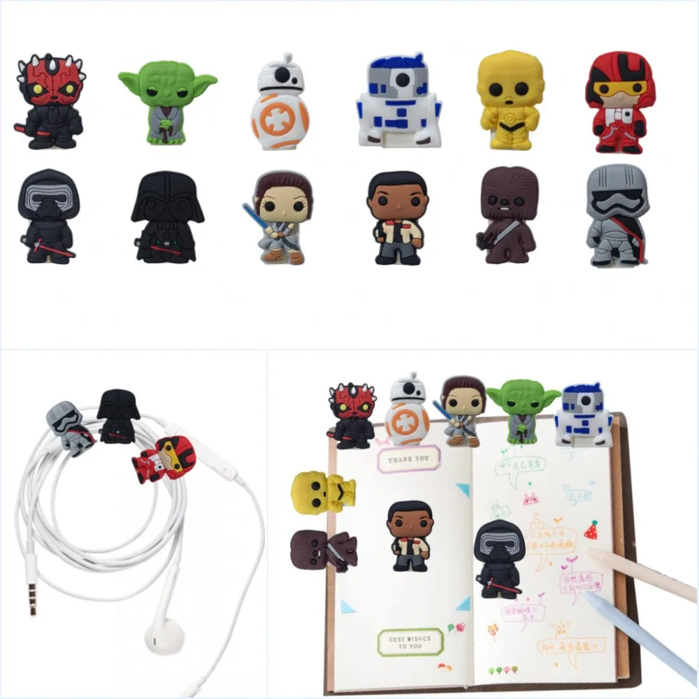 

5pcs Cartoon PVC Paper Clips Star Wars Bookmarks School Office Supply Diary Accessory DIY Craft USB Binding Clips Kids Gift