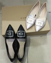 New women shoes pu Paint pointed lady shoes Slip-On women’s shoes Metal clasp fashion 2016 Flats women size 35-40